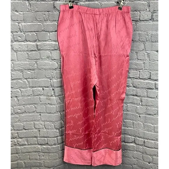 Victoria's Secret Pink Satin Silky Pajama Pants Lounge M Spell Out