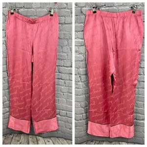 Victoria's Secret Pink Satin Silky Pajama Pants Lounge M Spell Out