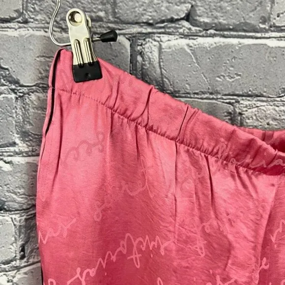 Victoria's Secret Pink Satin Silky Pajama Pants Lounge M Spell Out