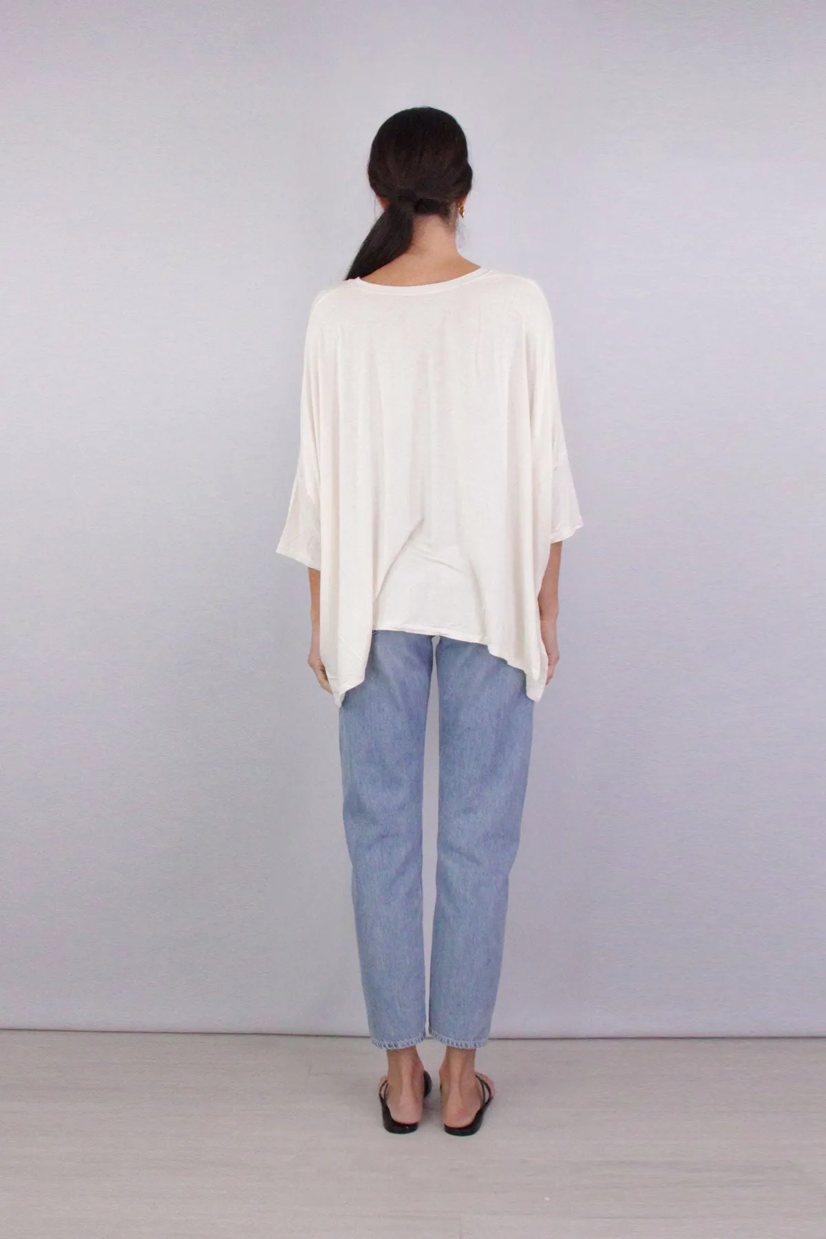 Viscose Jersey Oversized Short Sleeve Crew in Magnolia