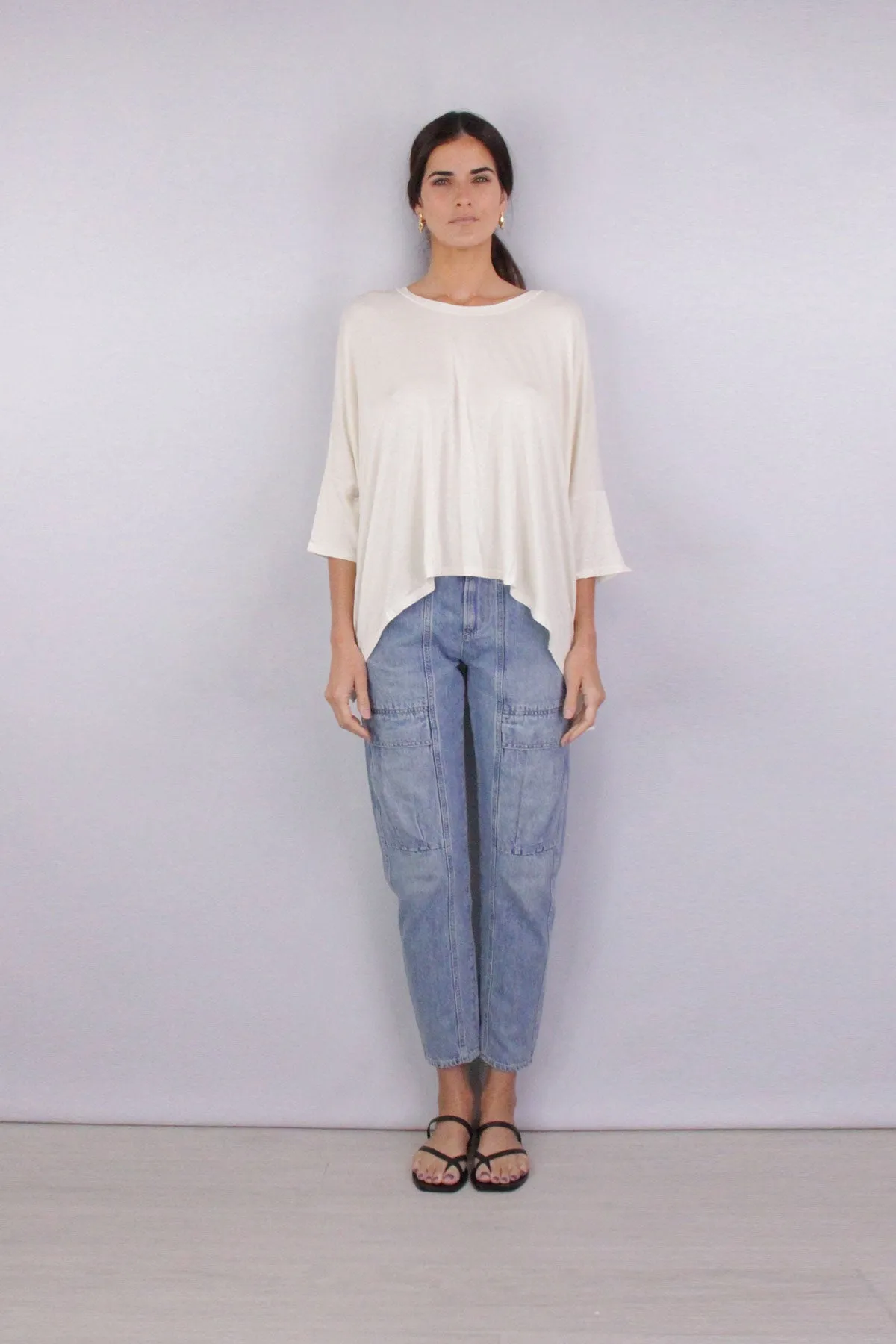 Viscose Jersey Oversized Short Sleeve Crew in Magnolia