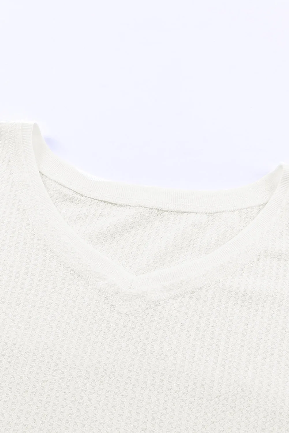 Waffle Knit Drop Shoulder Loose Top