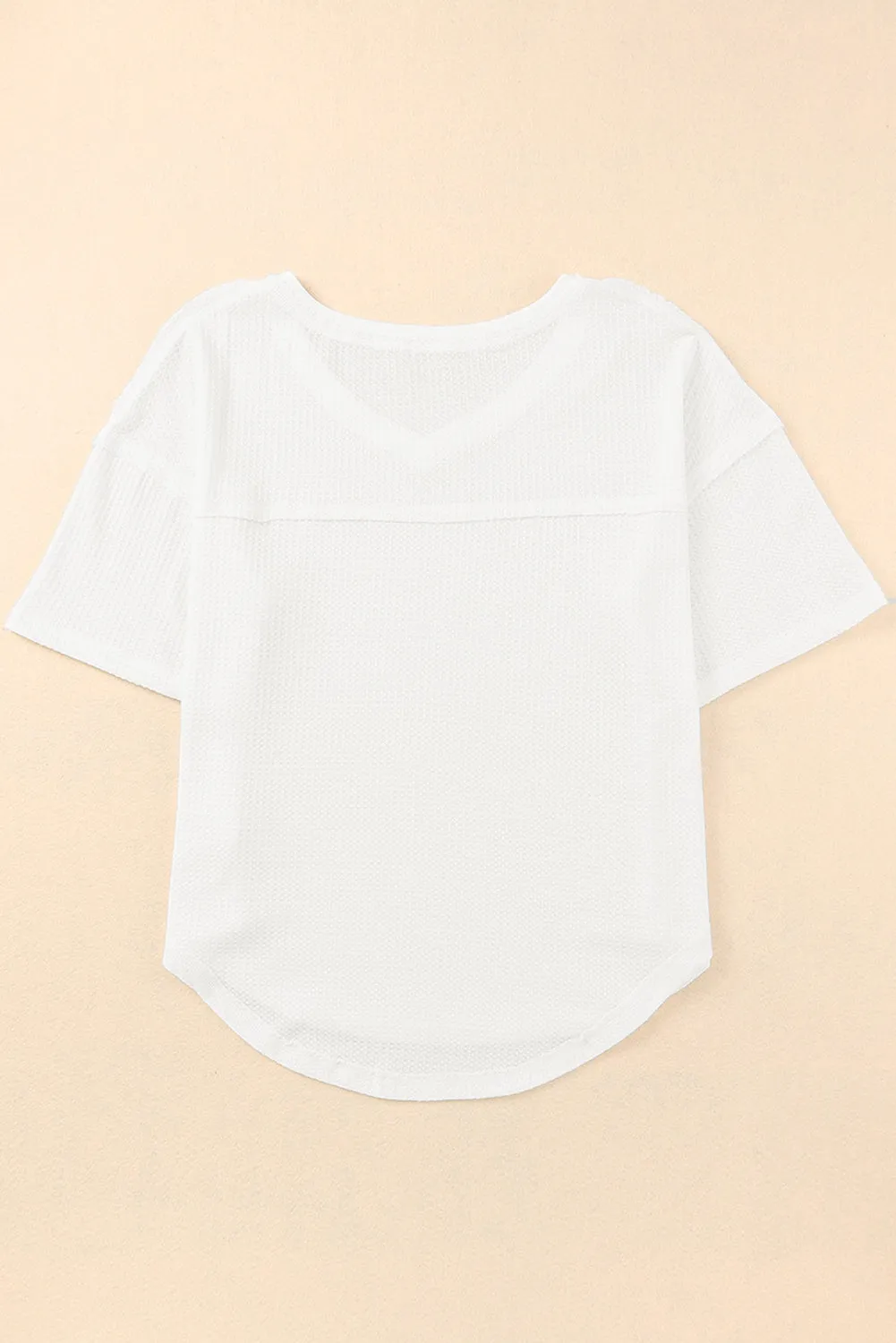 Waffle Knit Drop Shoulder Loose Top