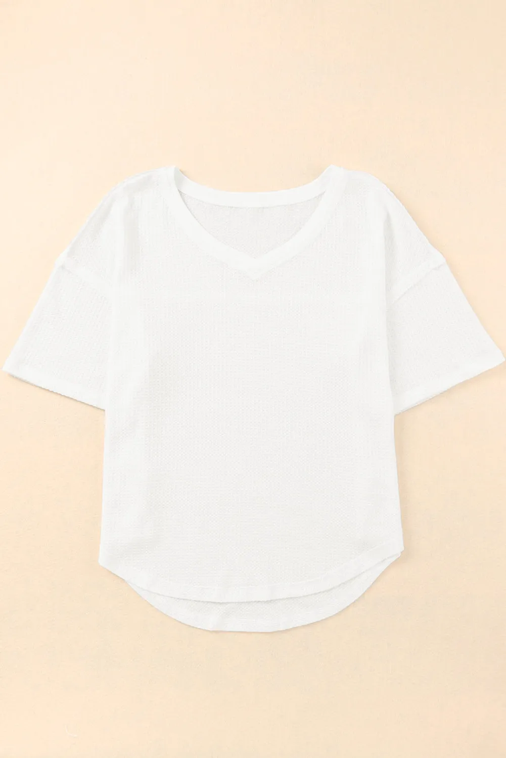 Waffle Knit Drop Shoulder Loose Top