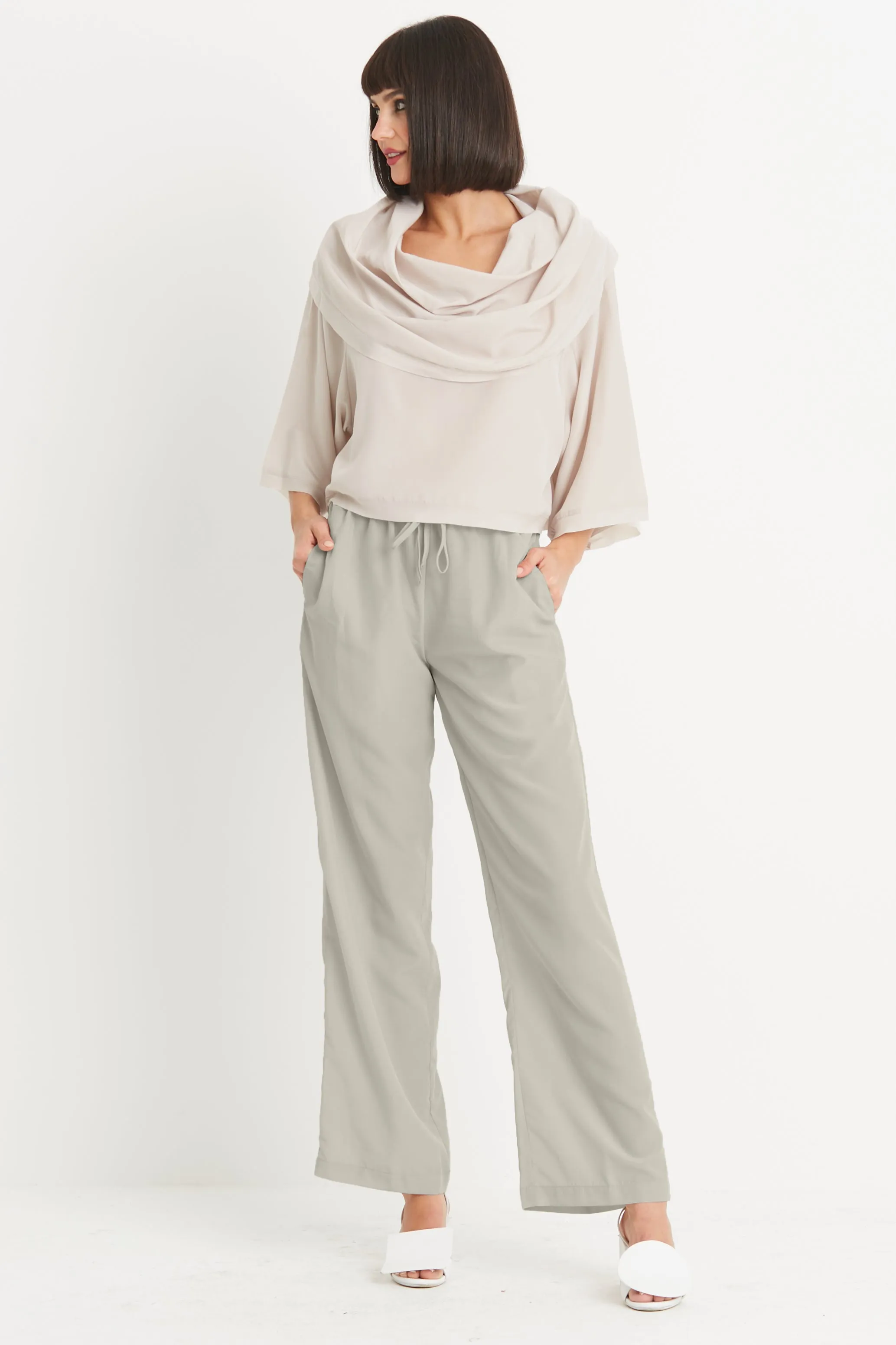 Washable Silk Drawstring Pants