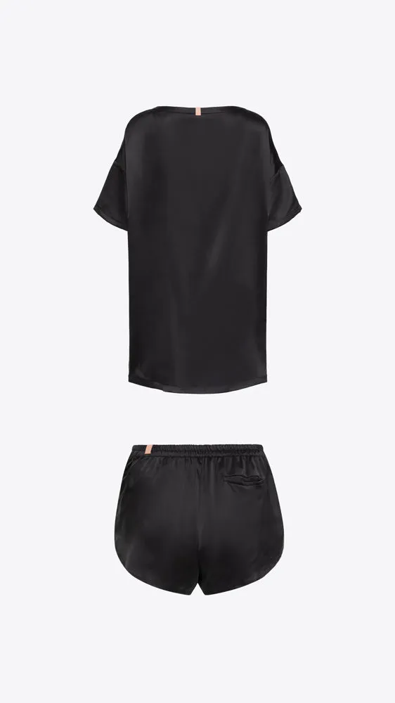 Washable Silk Tee Set - Immersed Black