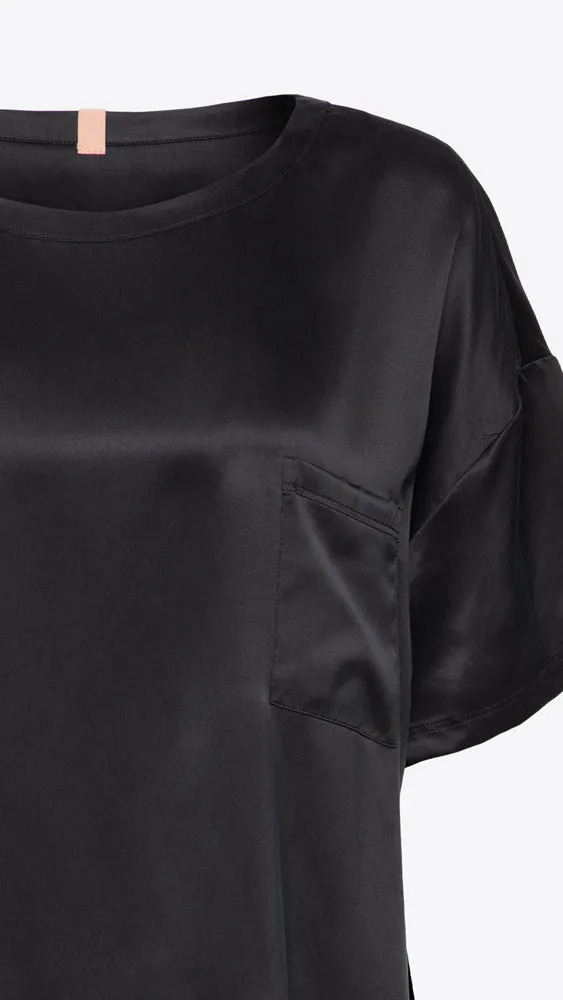 Washable Silk Tee Set - Immersed Black