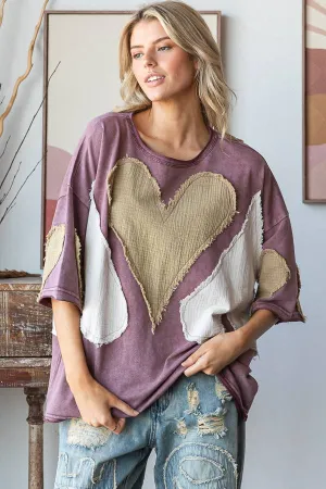 Washed Oversized Oli&Hali Tee: Dark Lilac