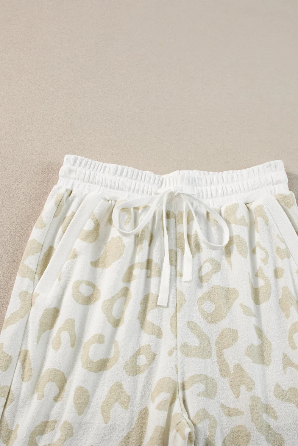 White Leopard Pullover and Drawstring Pants Lounge Set