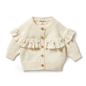 Wilson   Frenchy Knitted Ruffle Cardigan - Ecru