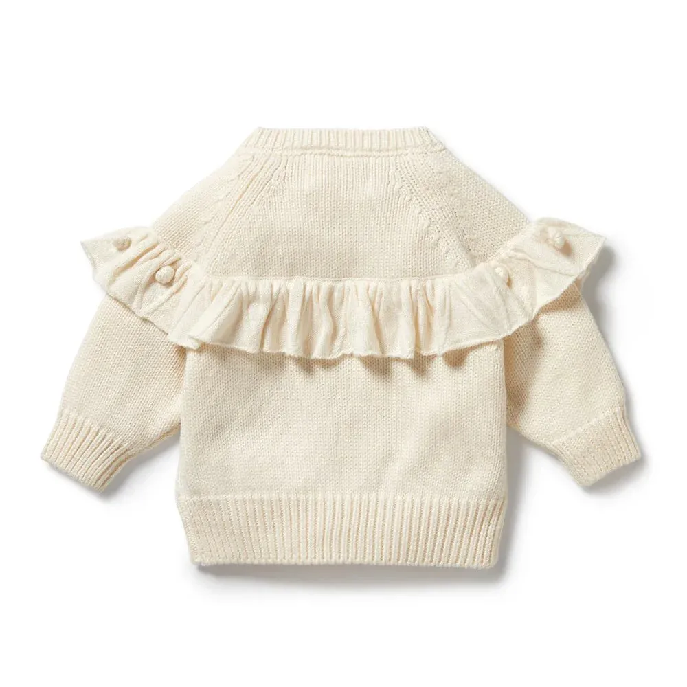 Wilson   Frenchy Knitted Ruffle Cardigan - Ecru