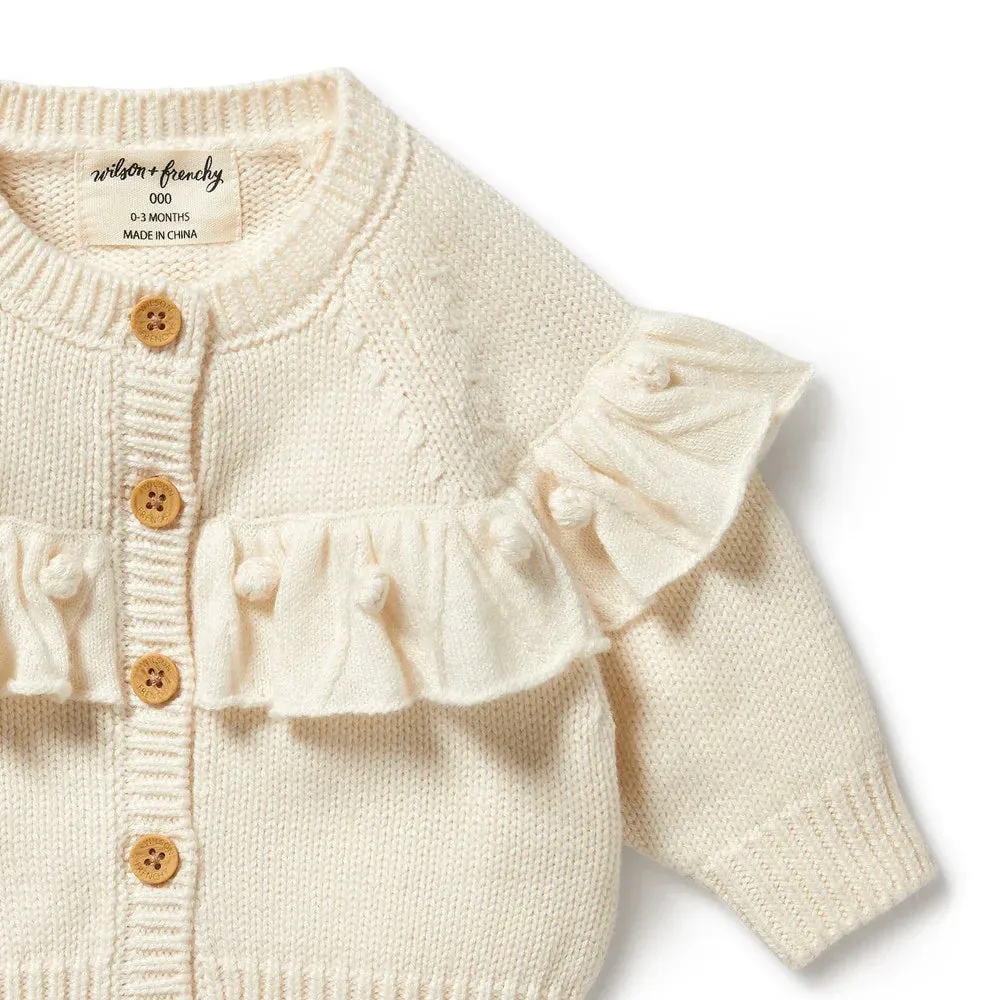 Wilson   Frenchy Knitted Ruffle Cardigan - Ecru