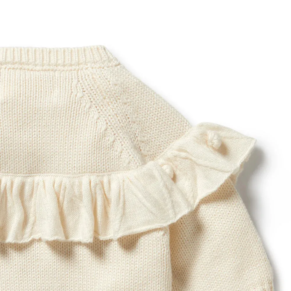 Wilson   Frenchy Knitted Ruffle Cardigan - Ecru