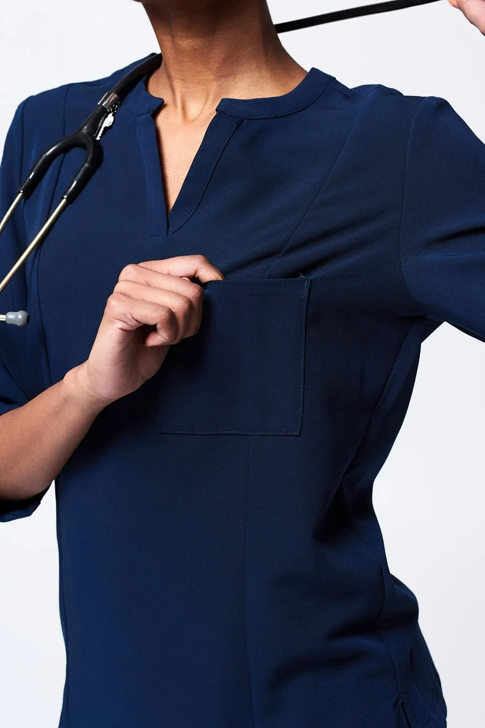 Women's 3/4 Sleeve Henley Scrub Top