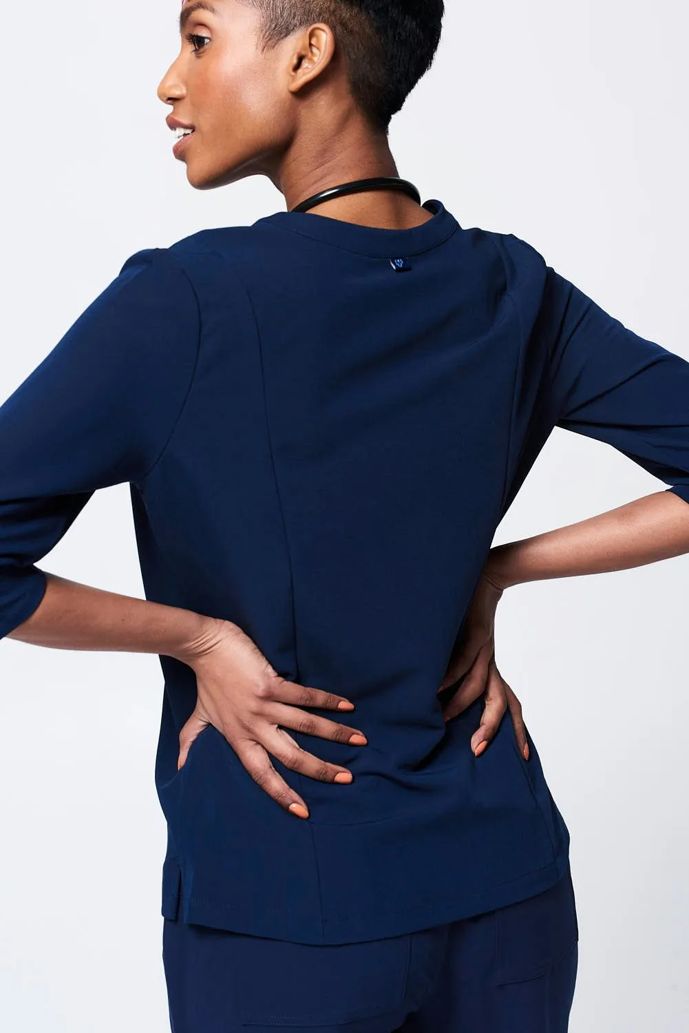 Women's 3/4 Sleeve Henley Scrub Top