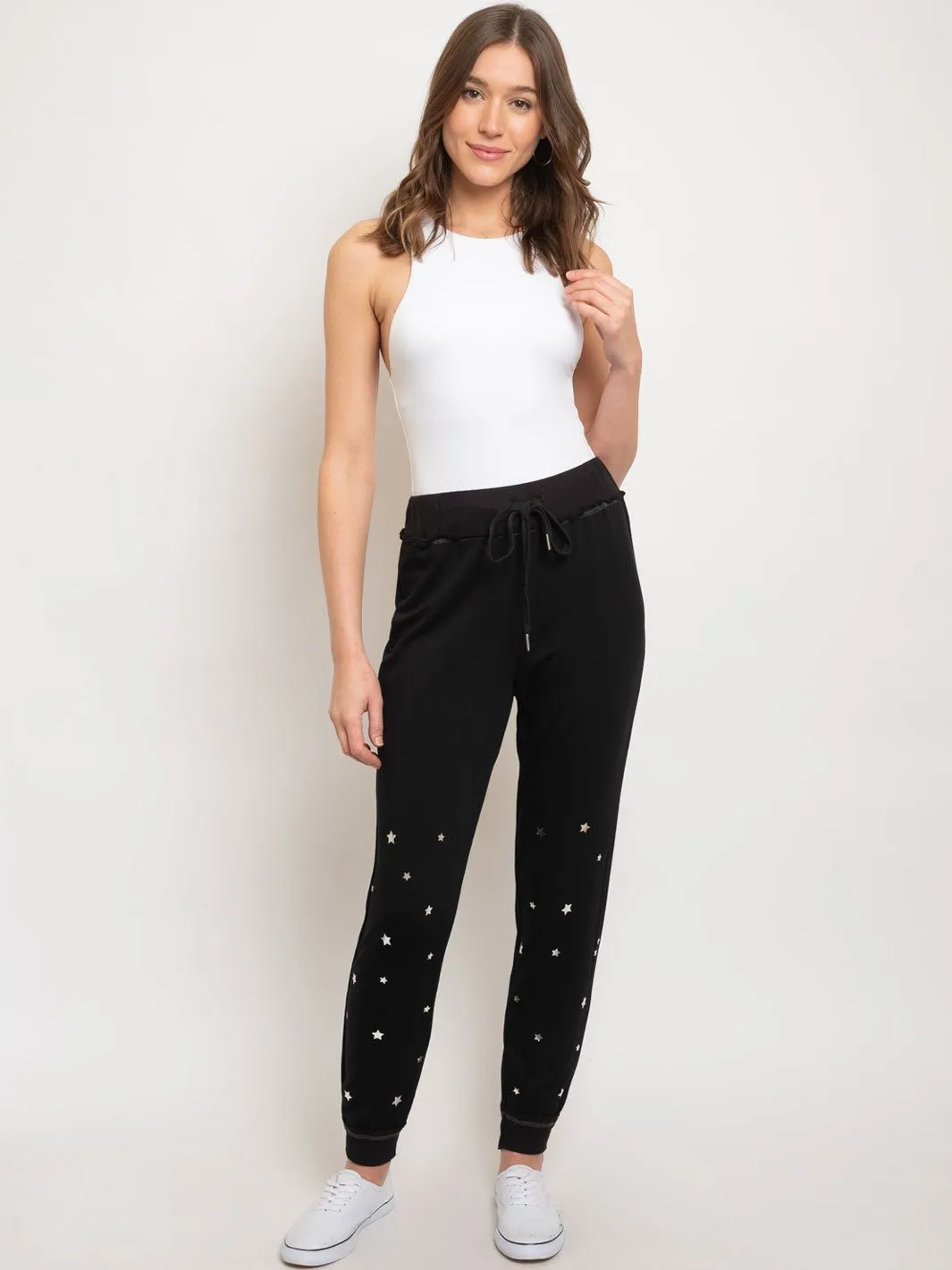 WOMEN'S BLACK STARS PRINT PANTS