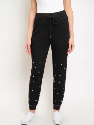 WOMEN'S BLACK STARS PRINT PANTS