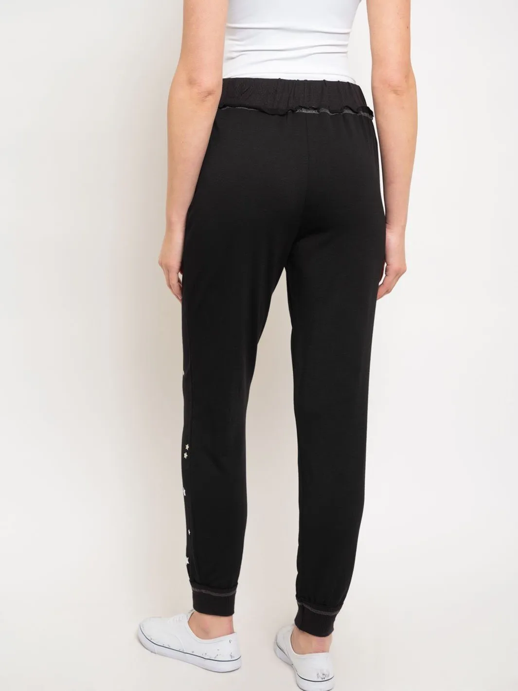 WOMEN'S BLACK STARS PRINT PANTS