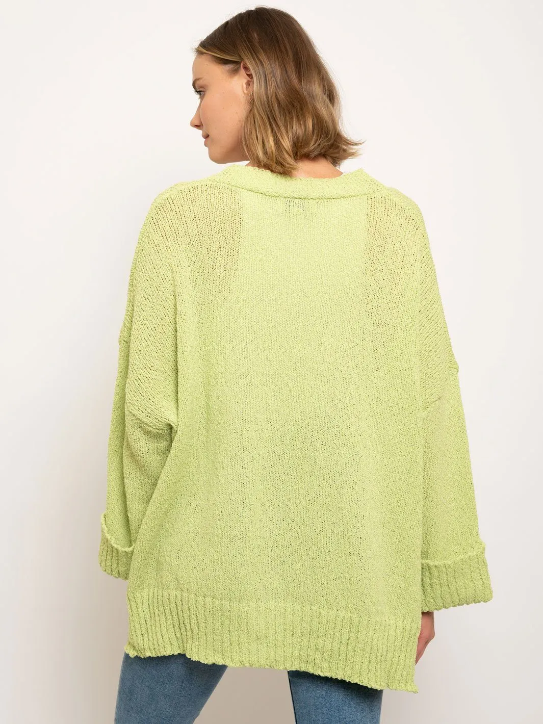 WOMEN'S LONG SLEEVE HIGH-LOW BUTTON DOWN OVERSIZED SWEATER