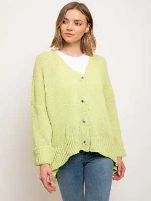 WOMEN'S LONG SLEEVE HIGH-LOW BUTTON DOWN OVERSIZED SWEATER