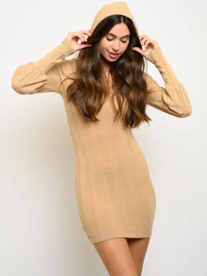 WOMEN'S LONG SLEEVE HOODIE MINI DRESS