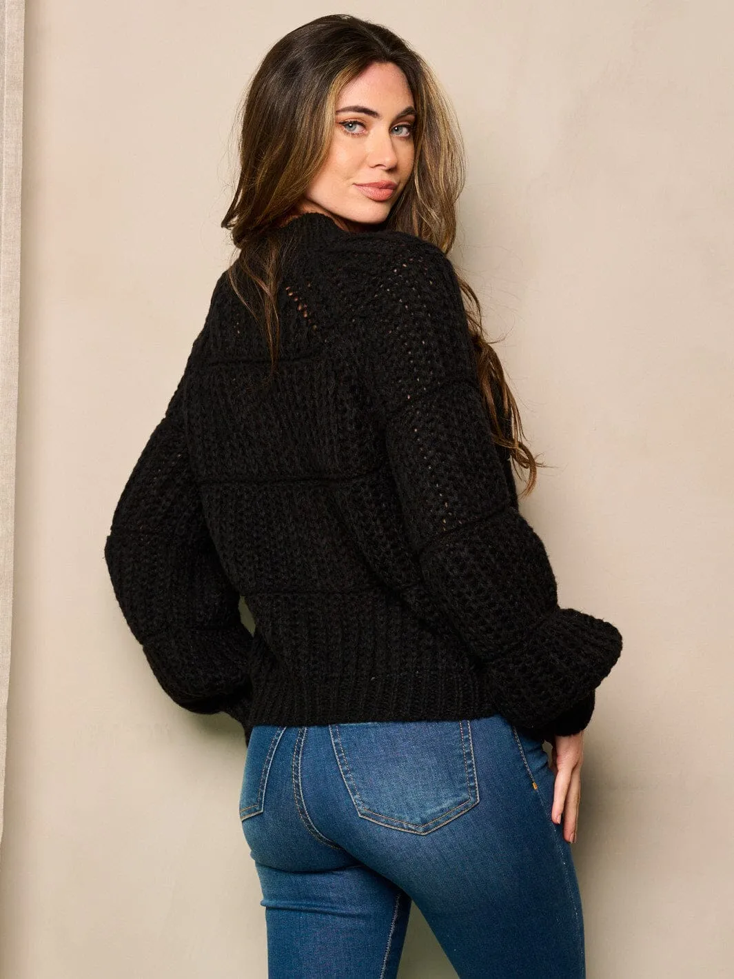 WOMEN'S LONG SLEEVE PULLOVER KNIT SWEATER