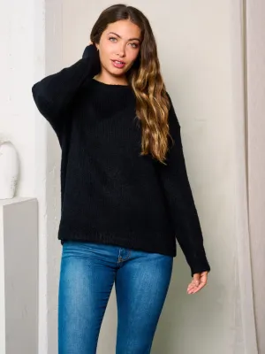 WOMEN'S LONG SLEEVE SOLID KNIT SWEATER