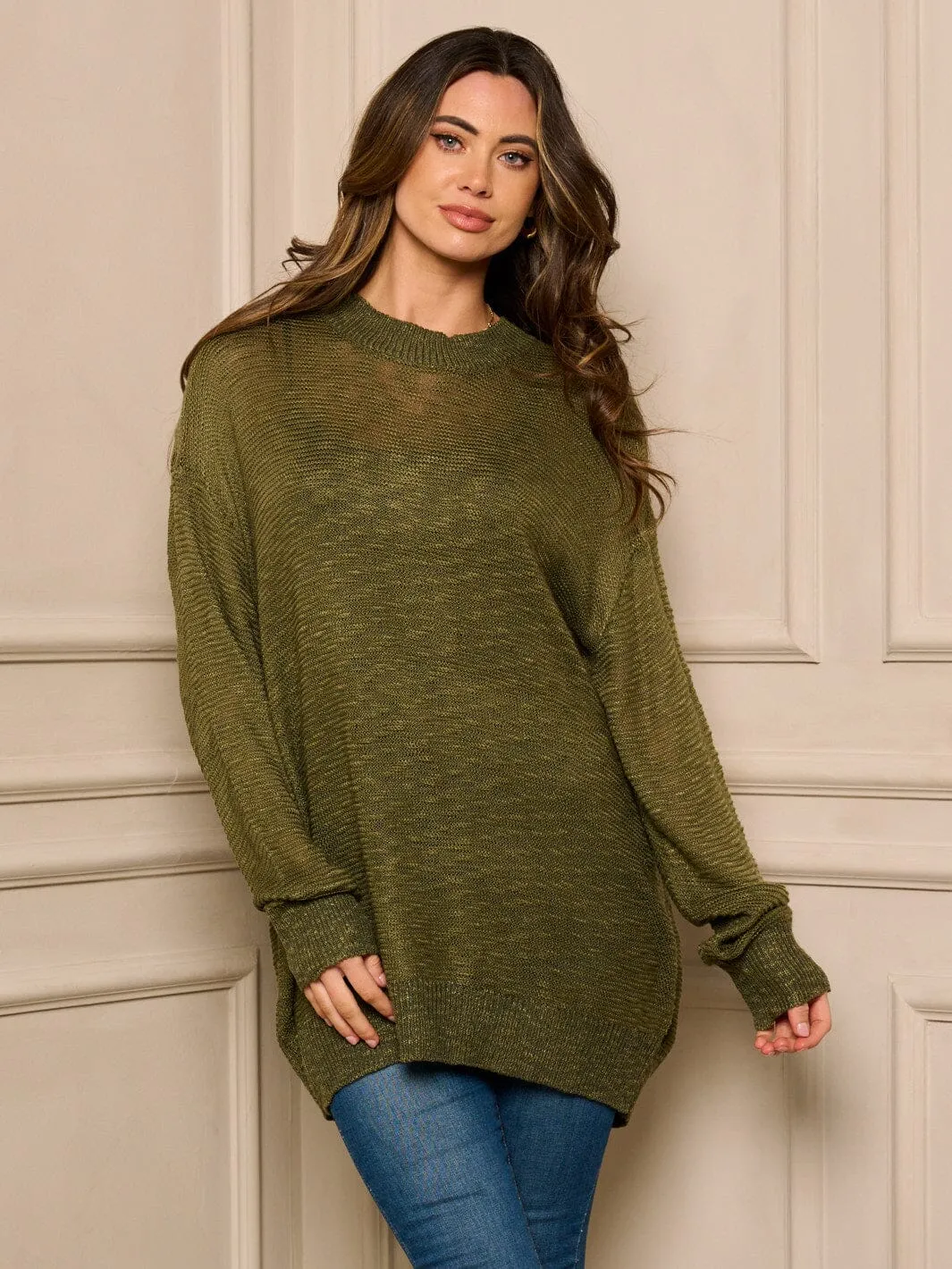 WOMEN'S LONG SLEEVE SOLID KNIT SWEATER