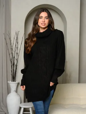 WOMEN'S LONG SLEEVE TURTLE NECK KNIT SWEATER
