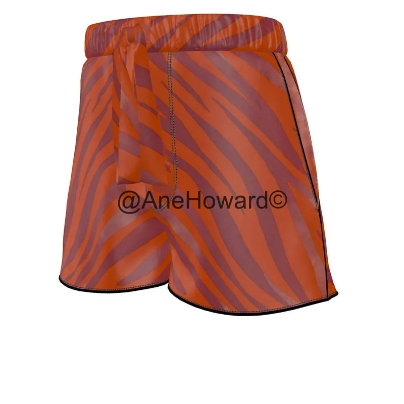 Women's Luxury Pyjama Shorts Red Zebra i