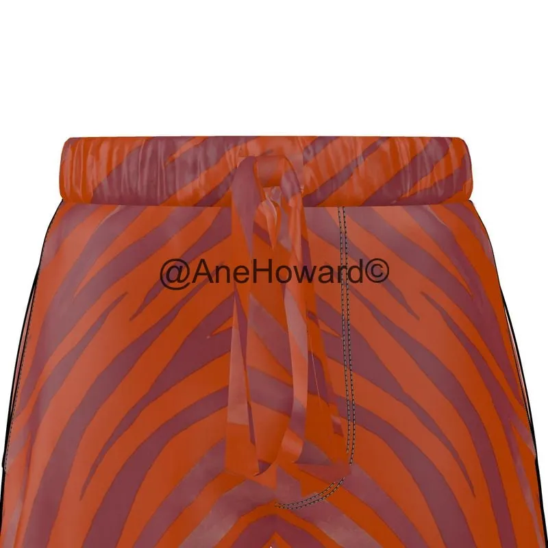 Women's Luxury Pyjama Shorts Red Zebra i