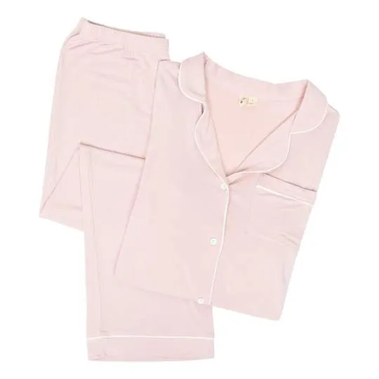 WOMEN'S PAJAMA SET IN BLUSH WITH CLOUD TRIM