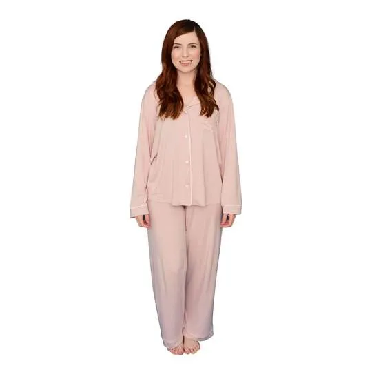 WOMEN'S PAJAMA SET IN BLUSH WITH CLOUD TRIM