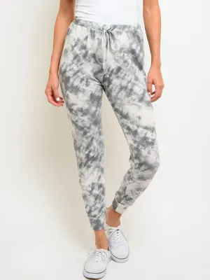 WOMEN'S SELF TIE POCKETS TIE DYE PRINT PANTS