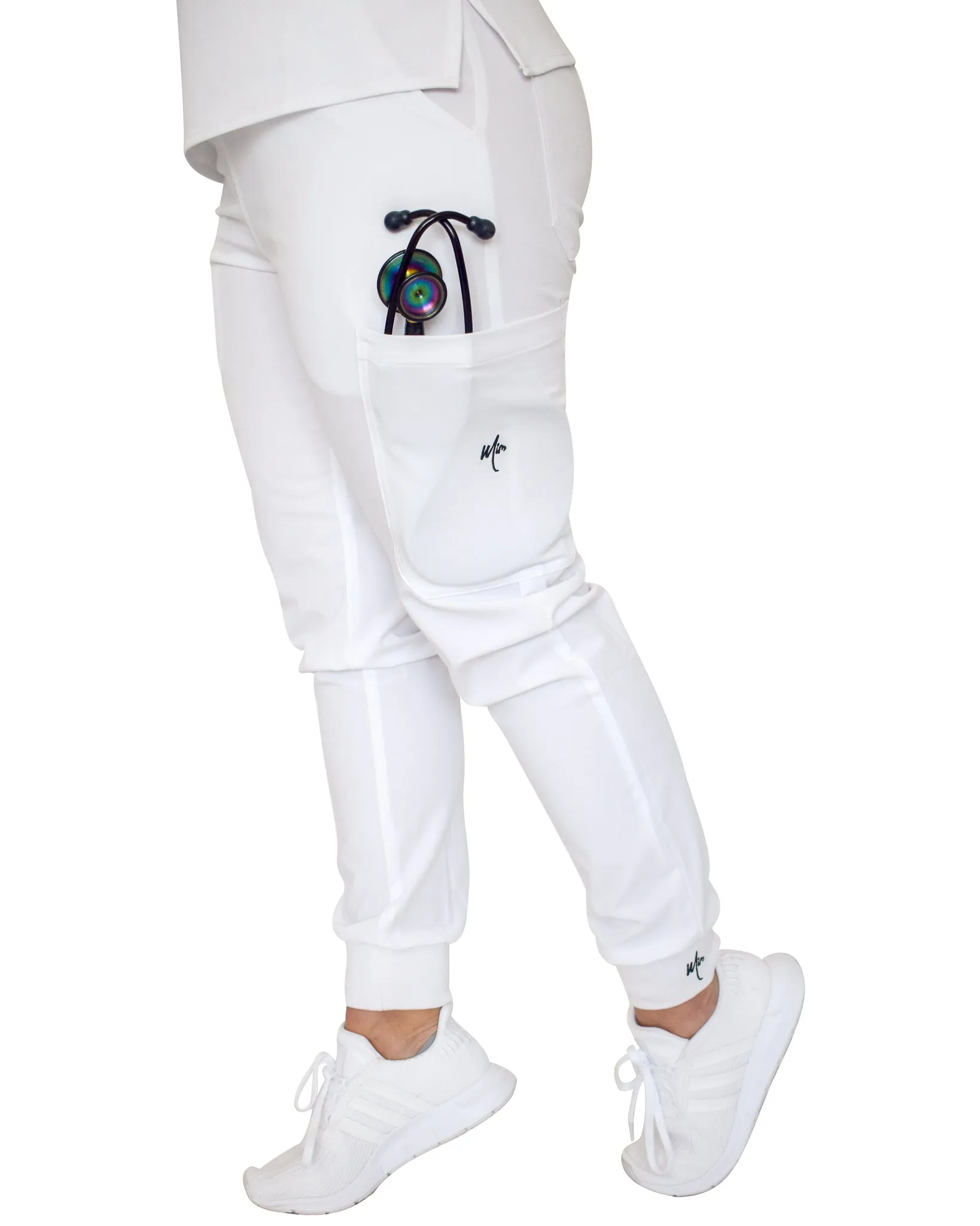 women's White Jogger Scrub Pants