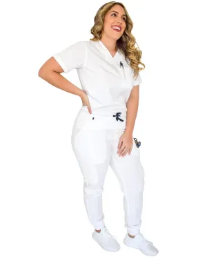 women's White Jogger Scrub Pants