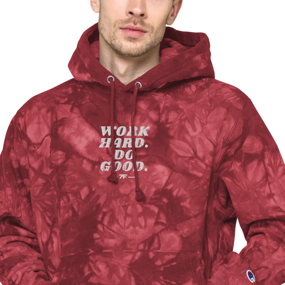 Work Hard Do Good tie-dye hoodie