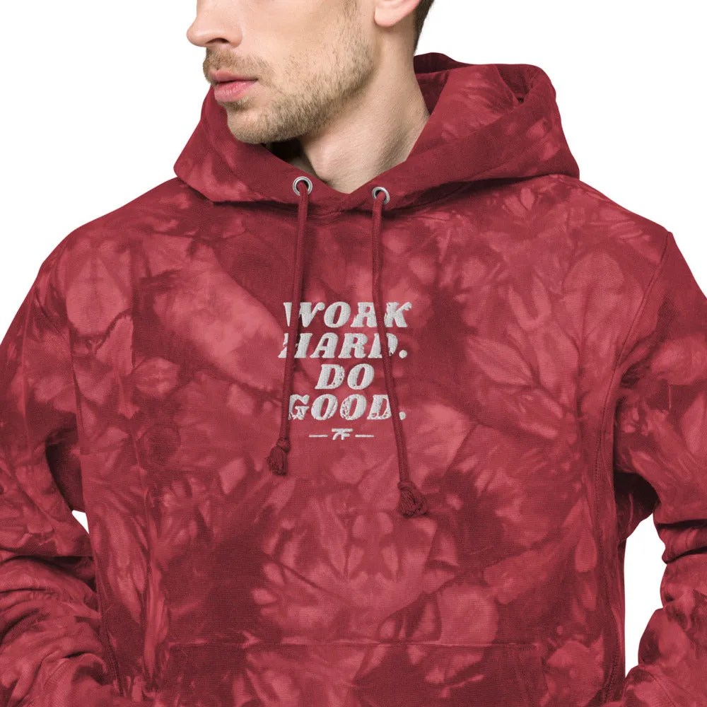 Work Hard Do Good tie-dye hoodie