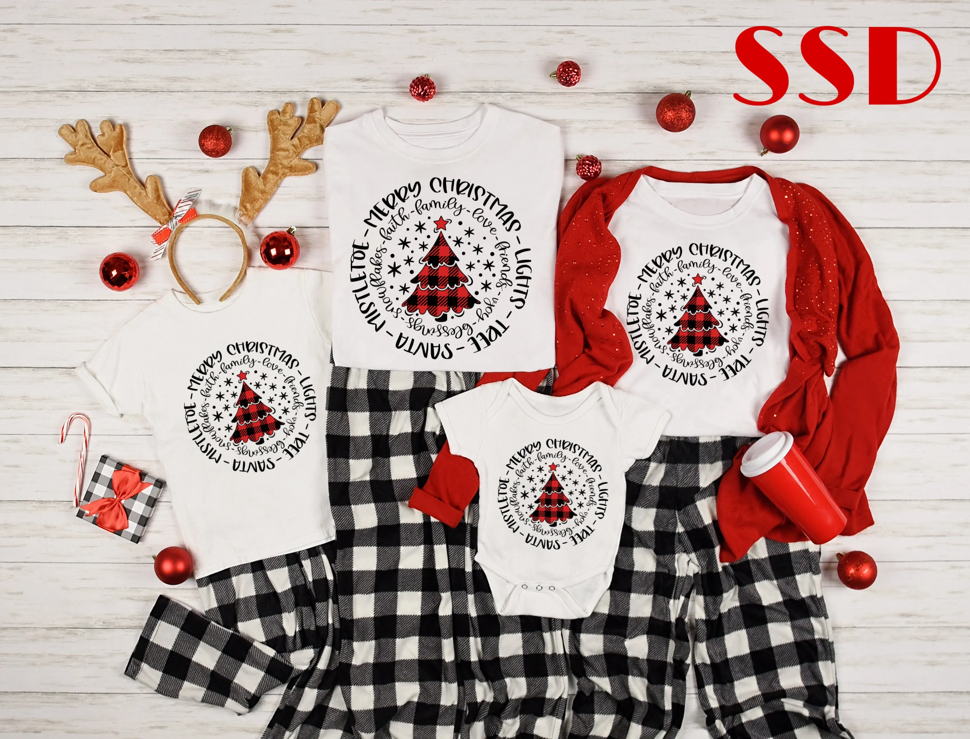 Youth/Toddler matching Christmas Buffalo Plaid Tree Transfer