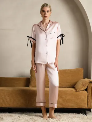 Zuivere Zijde Korte Mouw Broek Pyjama Set